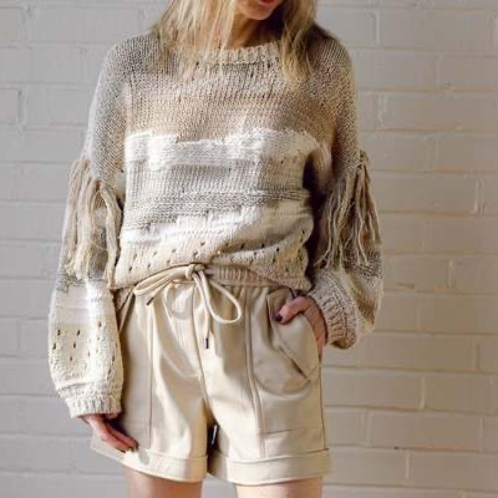 NWT Jonathan Simkhai Doah Vegan Leather Shorts in Vanilla size M